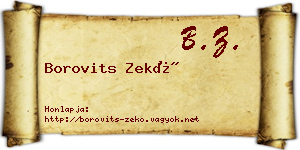 Borovits Zekő névjegykártya